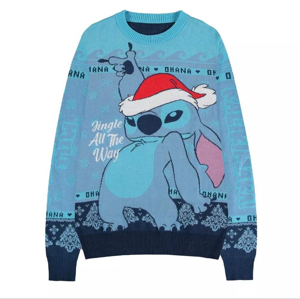 Disney Geeknet Stitch Christmas Holiday Sweater Blue S